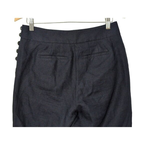 Talbots Greenwich Linen Pant Womens 4 Petite Navy Blue Wide Leg Career Casual - Picture 5 of 12